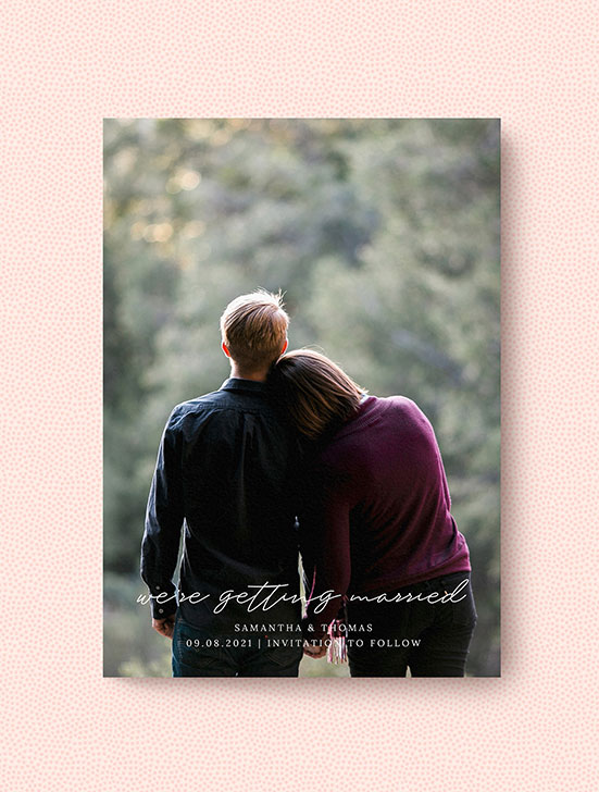 A simple wedding save the date design with photo