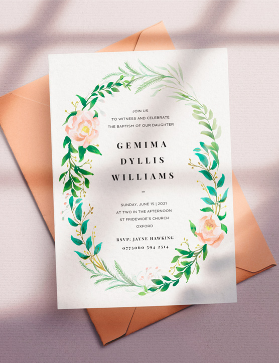 Personalised Wedding/Evening Invitation Card & Envelope *7 colours* 