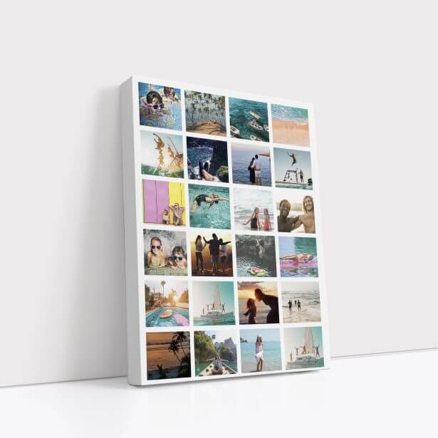 Canvas print in 40cm x 30cm size with a vibrant holiday mosaic; portrait orientation