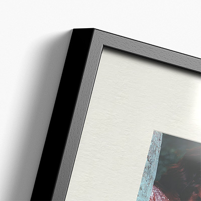 Close up of a black wooden photo frame