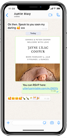 Birth Announcements for WhatsApp Text Message Utterly Printable