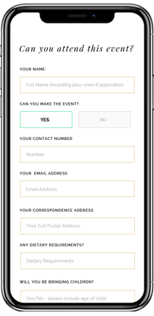 The online RSVP service for a guest replying to a WhatsApp birth announcement card.