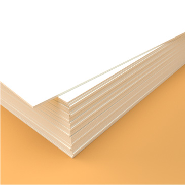 A stack of 324gsm card used for stationery printing