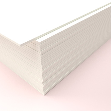 A stack of 650gsm, super-thick card used for stationery printing