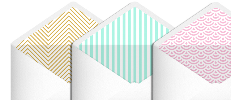 Three premium stationery envelopes sitting side-by-side. They have a colourful, patterned lining.