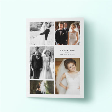 Classic wedding thank you card design with ample photo space