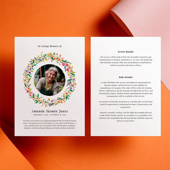 Related Product: Funeral Announcement Cards Related Product: Printed Funeral Announcement Cards
