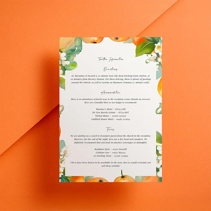 Related Product: Printed Wedding Information Sheets