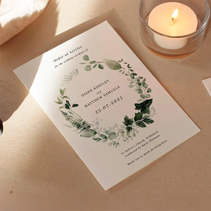 Related Product: Printed Wedding Order of Service