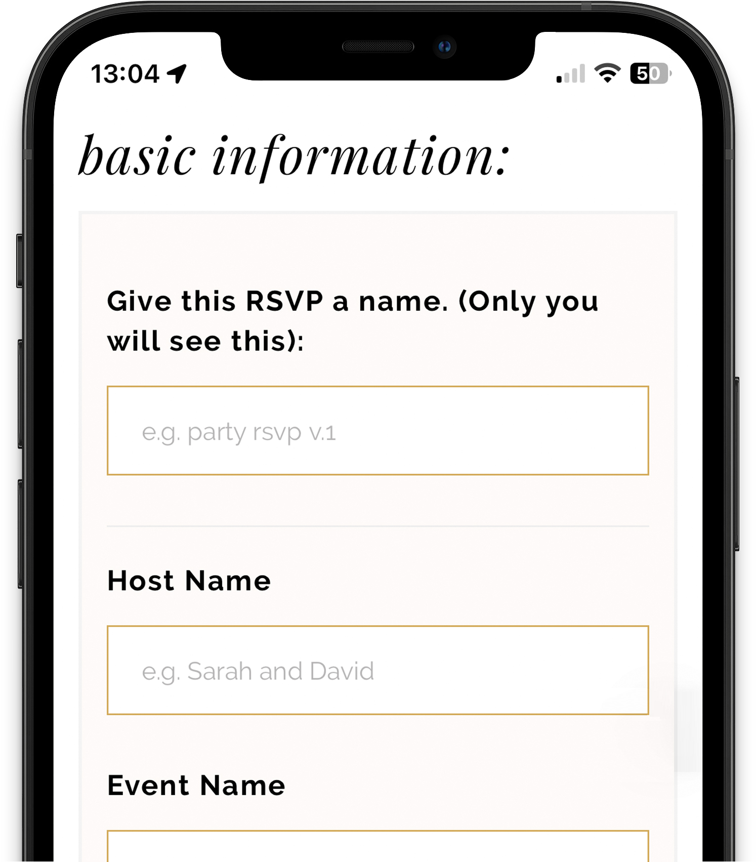A form where users can create a digital funeral RSVP online