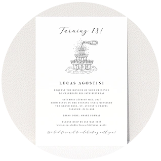Playful champagne illustration 18th birthday invitation card design