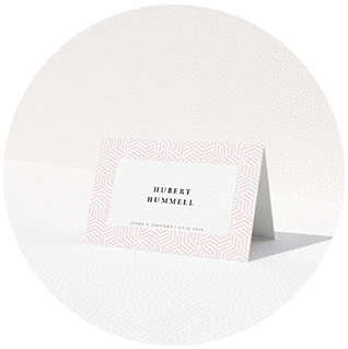 Blush pink place card with soft geometric pattern