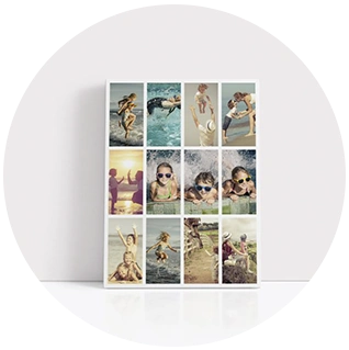 Canvas print with summer holiday photo grid collage